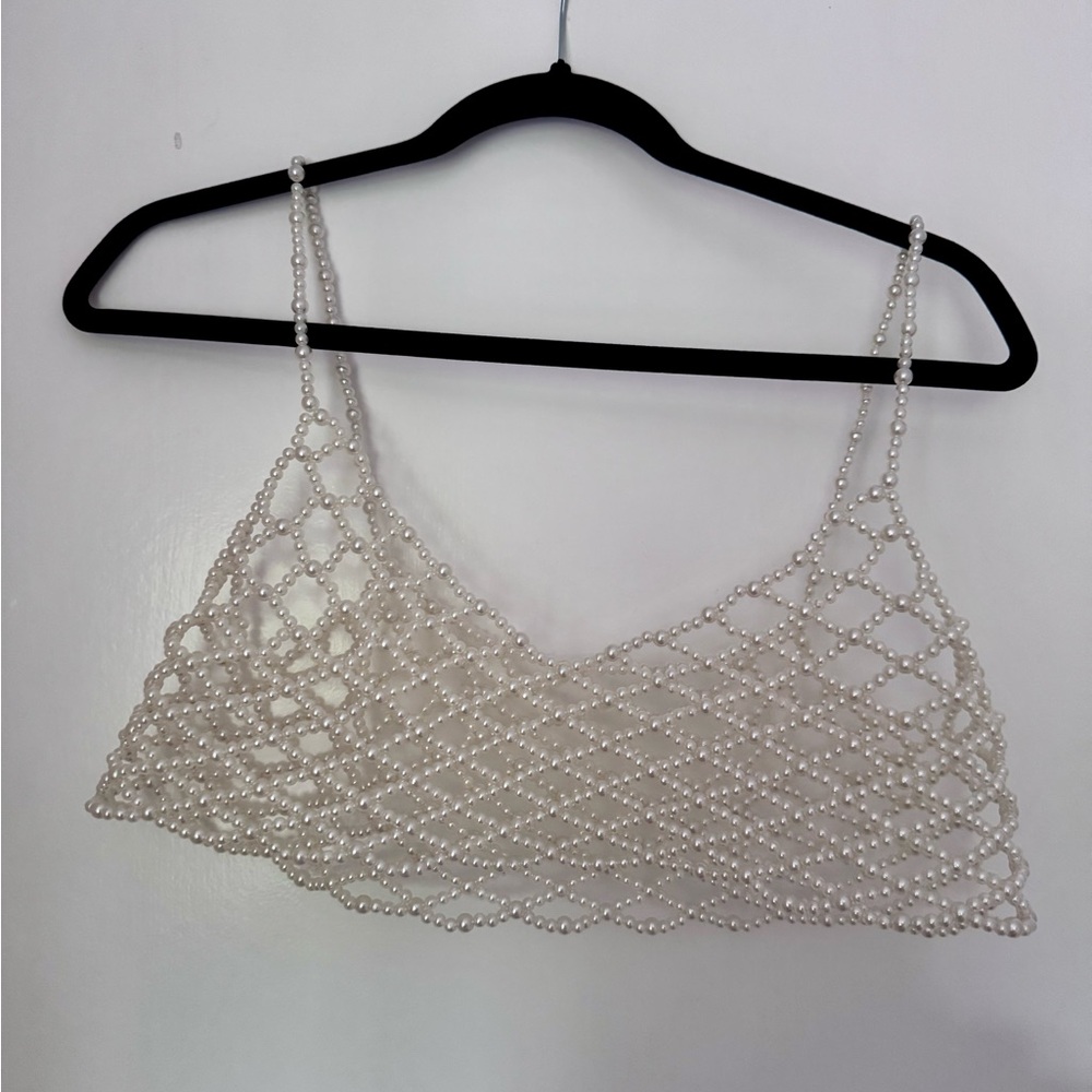 12th Tribe Mirabelle Pearl Overlay Crop Top